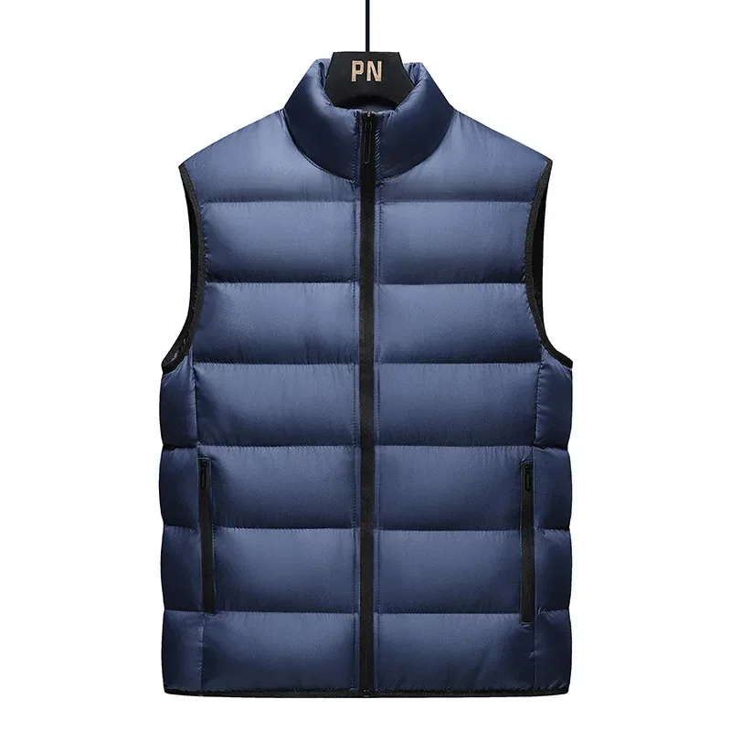 

Men's Cotton Vest Thickened Warmthless Sleeveless Stand Collar Jacket Outerwear New Style Fleece-Lined Casual Loose Fit Vest