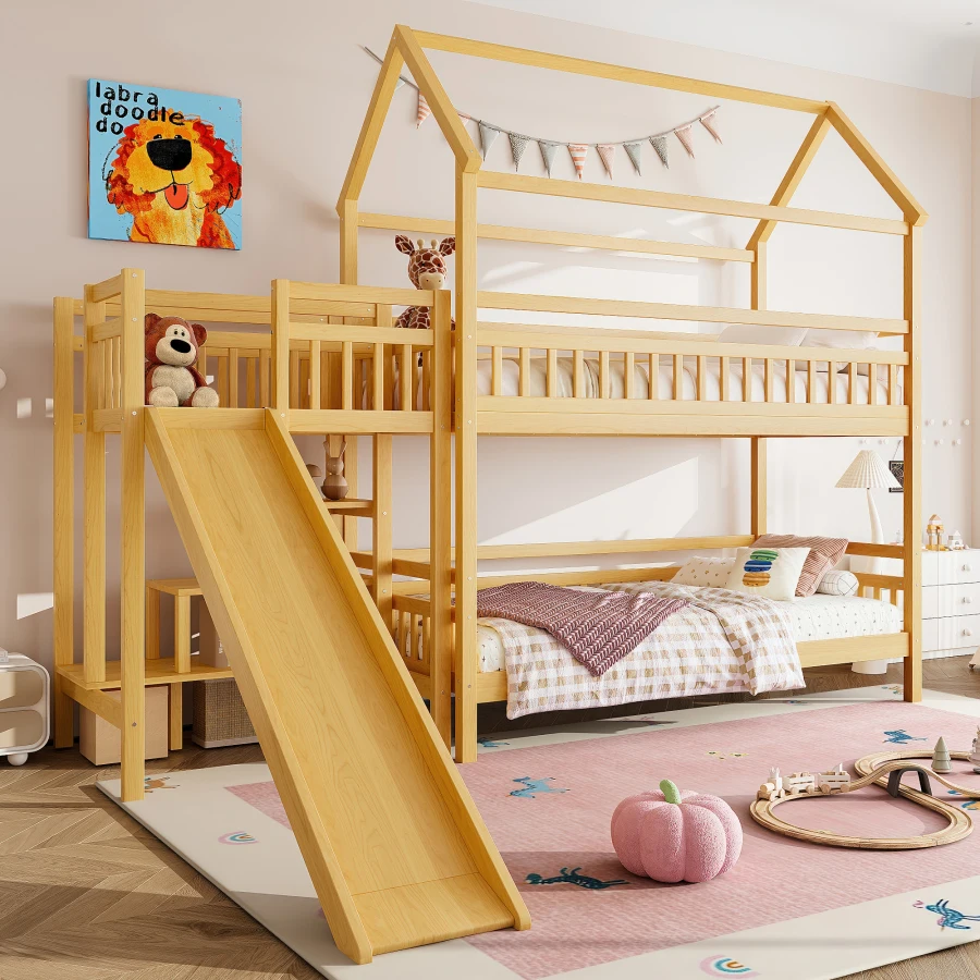Letto a castello a forma di ca - Bunk Bed With Stairs And Slide recensione e prezzo