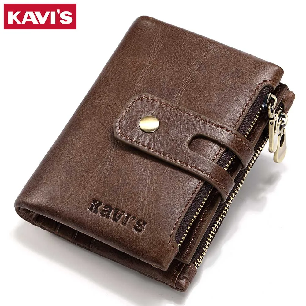 First Layer Leather Mens Wallet with RFID Card Holder Purse Short Cowhide Zip Coin Pocket Bifold Women Clutch Cartera Hombre