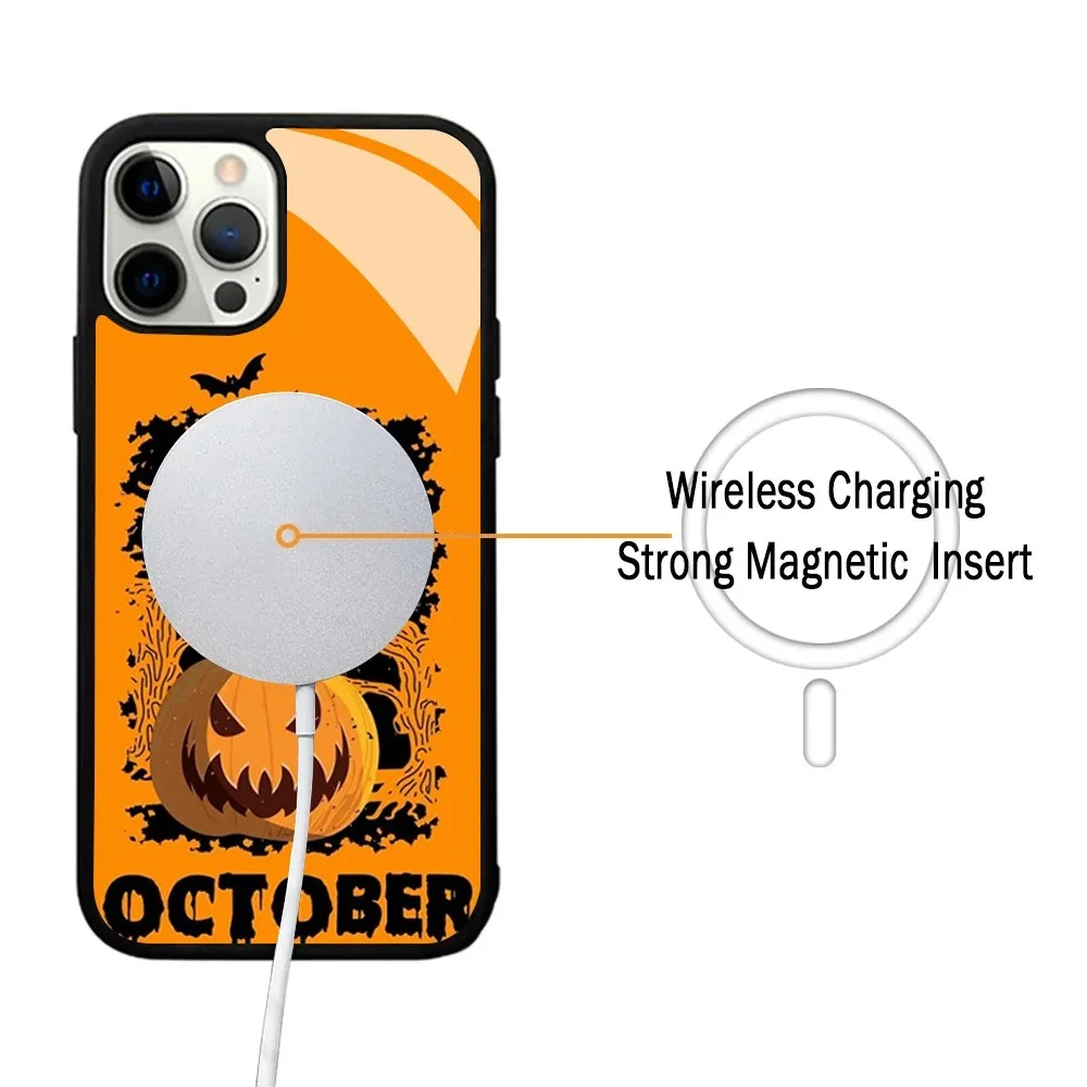 Scary Pumpkin Halloween Phone Case For IPhone 15 14 13 Pro Max 11 12 Mini Alex Mirror For Magsafe Wireless Charging Cover