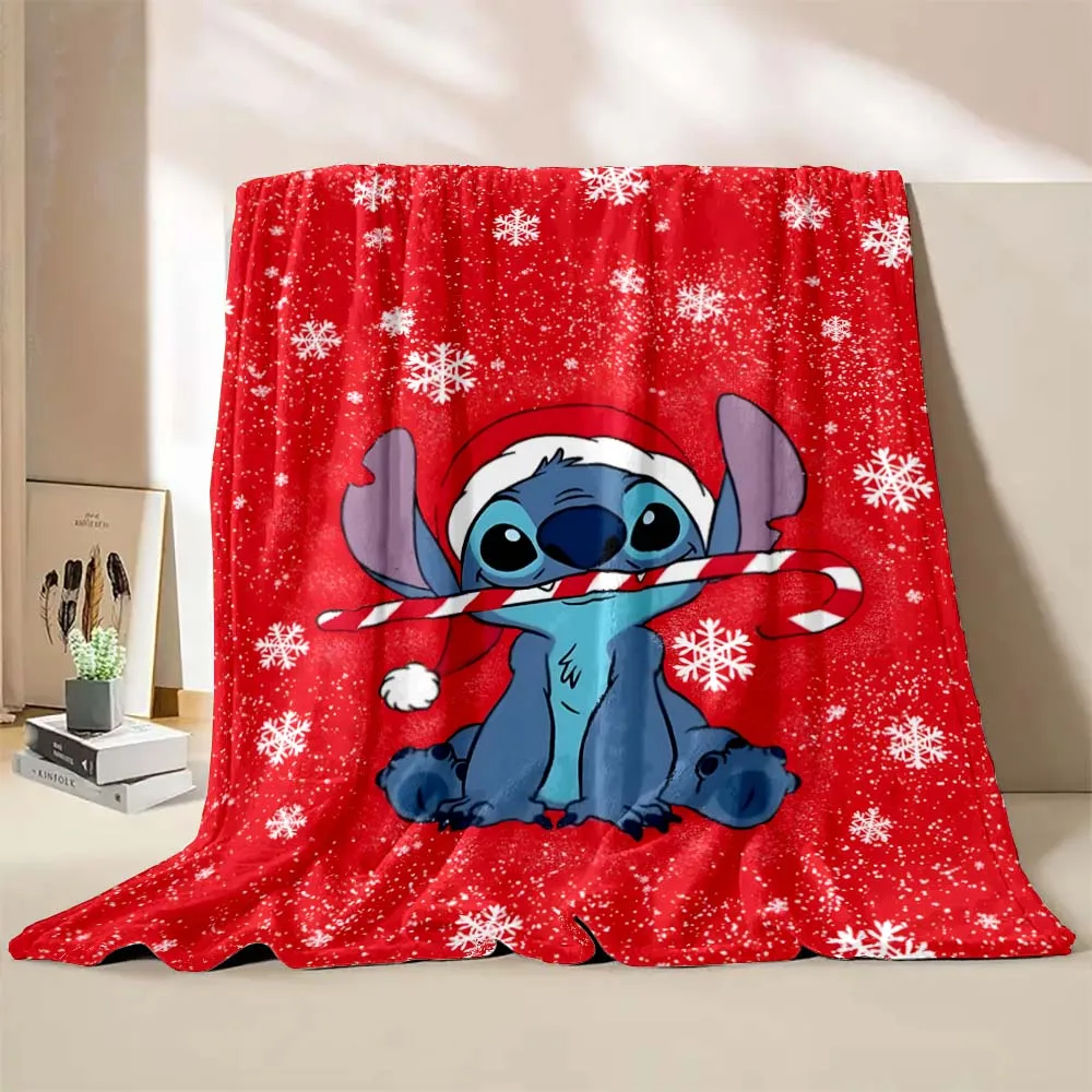 Disney Stitch Christmas Printed Blanket Children Adult Blanket Soft and Warm Bedding for Bed Sofa Outdoor Travel Cover Blanket