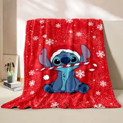 Coperta stampata natalizia Disney Stitch coperta per adulti per bambini biancheria da letto morbida e calda per divano letto coperta da viaggio all'aperto