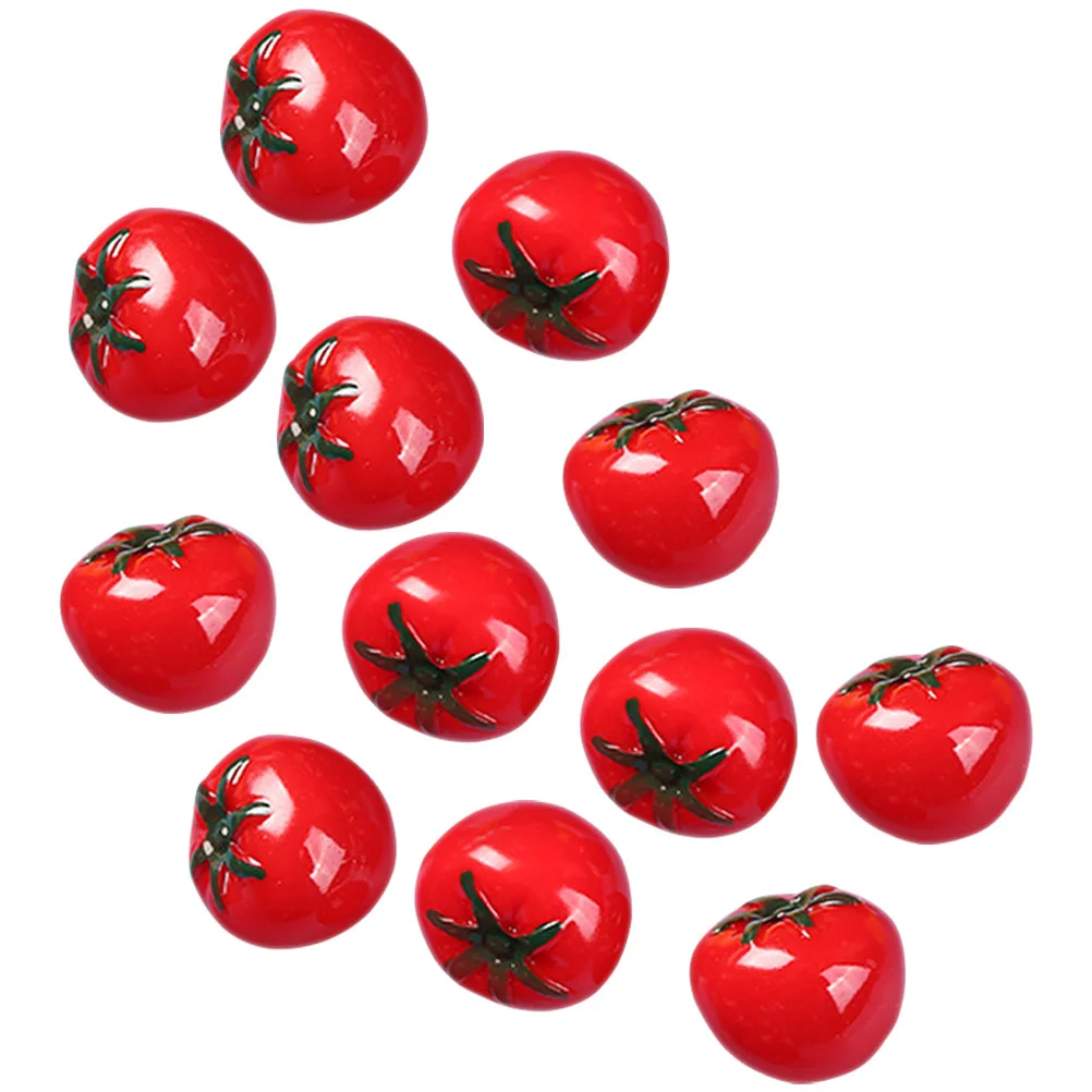 12 Uds. De tomates en miniatura de imitación, modelo de utilería para fotos, miniaturas de frutas falsas de resina