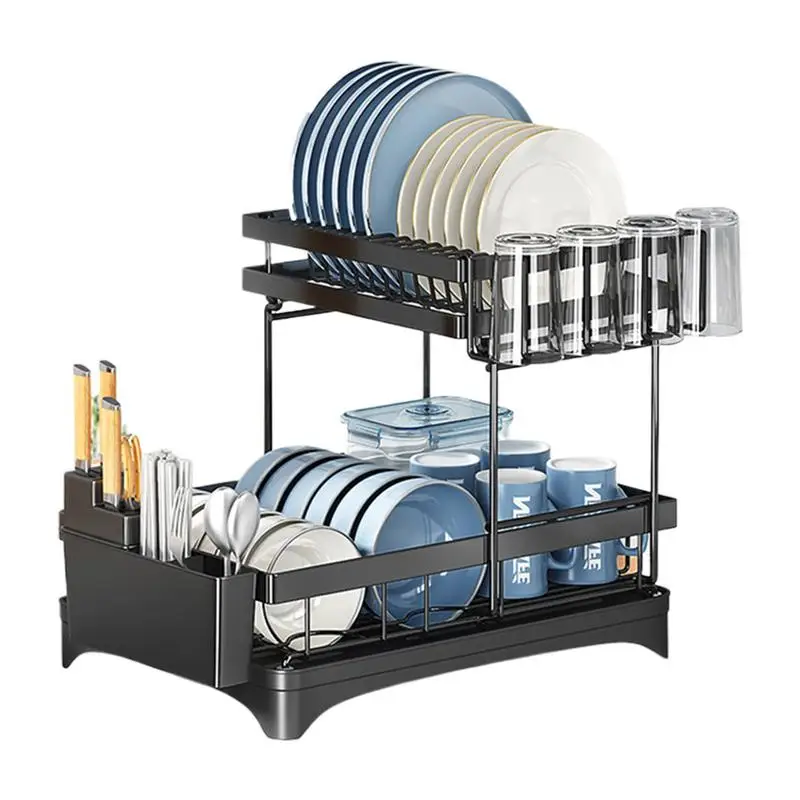 

Dish Rack For Kitchen Rustproof Draining Storage Rack For Dish Drying Multifunctional Kitchen Drying Rack With Cutlery & Cup