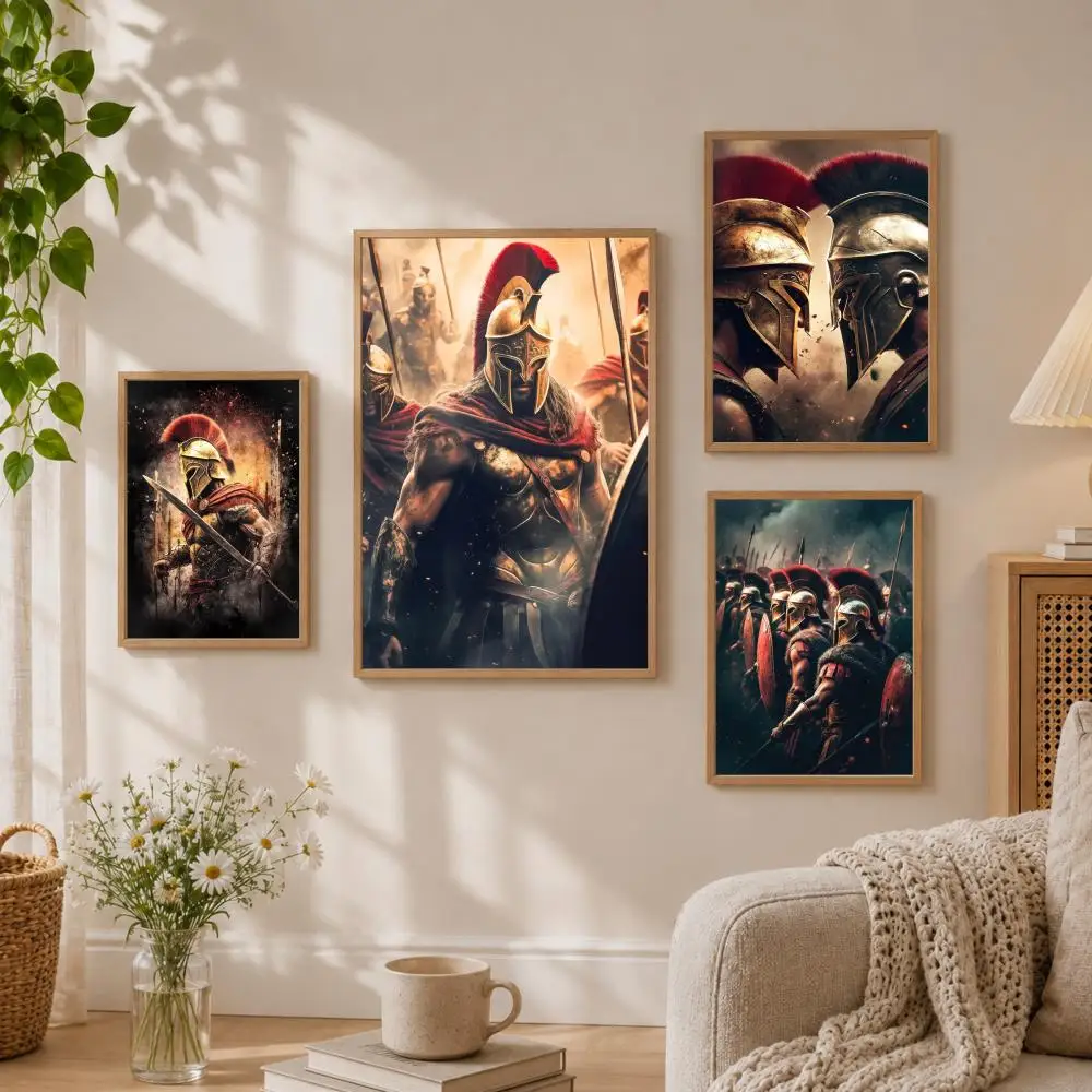 Retro 300 Spartans Warrior Last Spartan Painting Calligraphy Canvas Poster Art for Bedroom Room Home Decor Decals HD Decoration