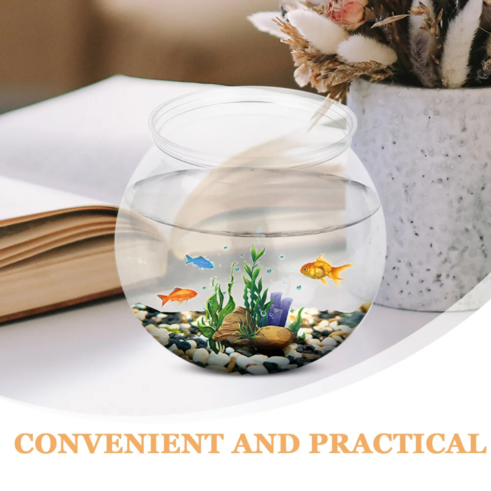 Round Plastic Aquarium Globe Fish Bowl Transparent Design Portable Fish Tank for Desktop Home Office Decorative Vase
