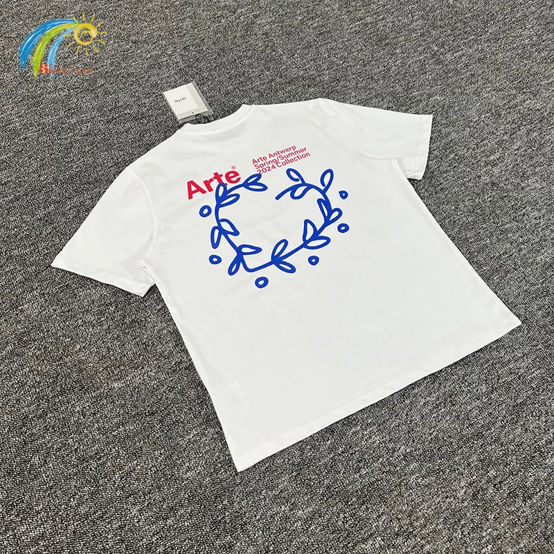 

Leave Print Classic Red Letters Logo Arte T Shirt Men Women Summer Casual Fashion Loose Short Sleeve Tee Cotton T-Shirts