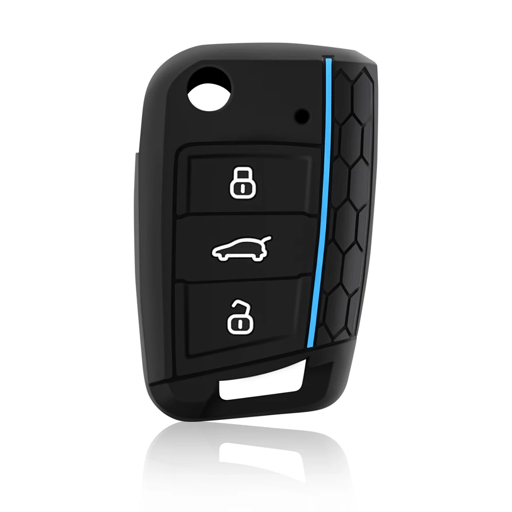 HIBEYO Custodia intelligente per chiave dell'auto,adatta per Skoda,custodia protettiva in TPU,per VW CC Atlas Arteon MK2 per Skoda Superb Variant Kodiaq Shell Jacket portachiavi in pelle-bianco