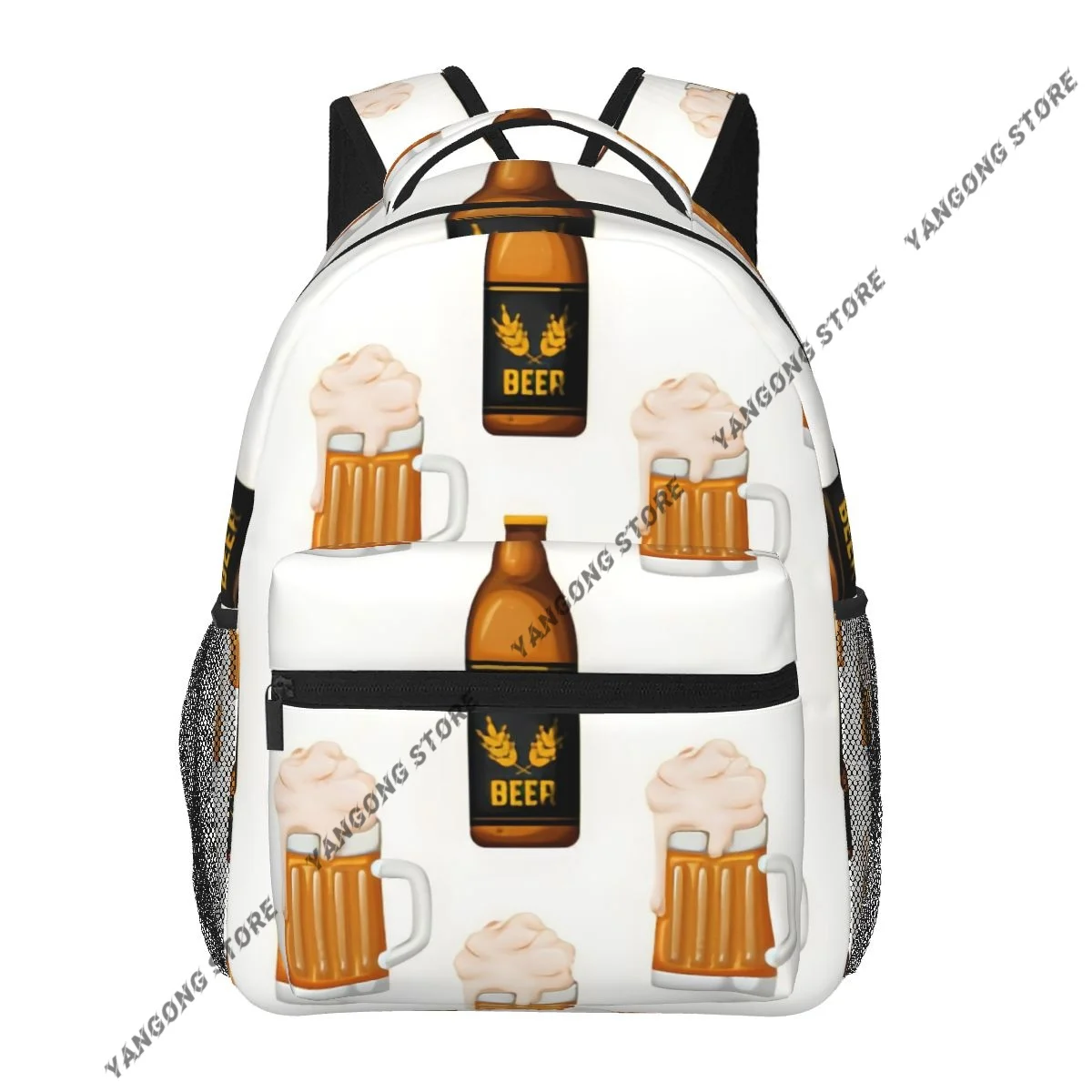 

2024 Unisex Bottle Of Beer And Glass Female Travel Daypack Laptop Backpack Book Schoolbags Feminina School Casual Women Bag