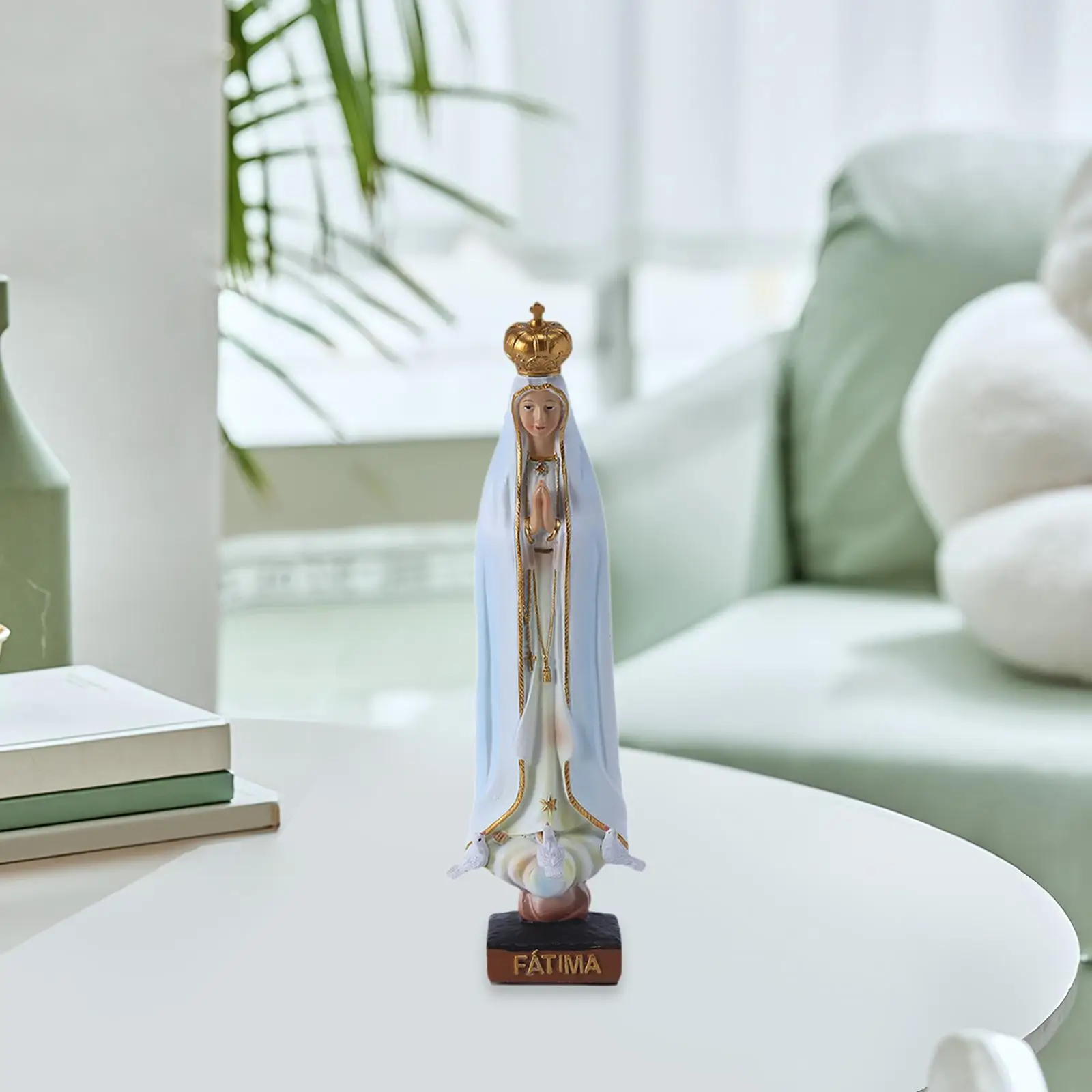 Catholic Statue Sculpture Religious Handcraft Decorative Virgin Mary Figure Ornament for Office Tabletop Festival Bookshelves