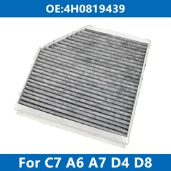 Car Cabin Air Filter Conditioner 4H0819439 For AUDI C7 A6 A7 A8 1.8T 2.0TDI 2.8FSI 3.0T 4.0T 4.2 6.3 2010-2018