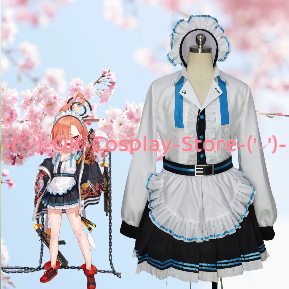 Game Blue Archive Mikamo Neru Cosplay Costume Women Cute Maid Dress Party Suit Halloween Carnival Uniforms Custom Made