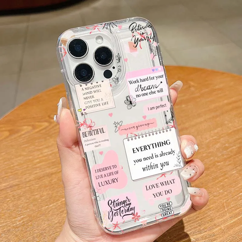 Slogan Pattern Simple Thickened Anti-Fall Phone Case For iPhoner 17 16 Pro Max Cases iPhone 15 14 13 12 11 XS 7 8 Plus 16e Cover - Image 2