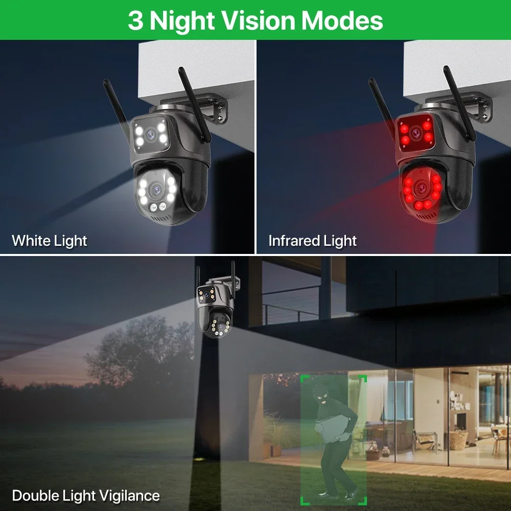 4K 8MP HD Wifi Camera Dual Lens External Auto Tracking Camera Outdoor Wireless Security PTZ Camera Security Camera System