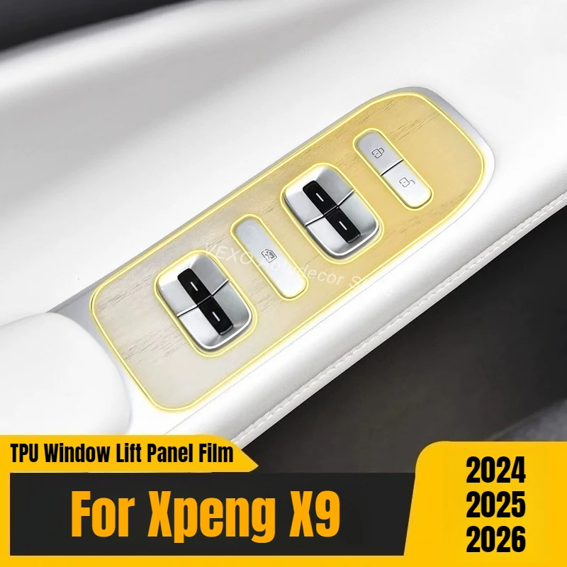 For Xpeng X9 2024-2026 TPU Screen Center Console Door Panel Protective Films Anti-scratch Dashboard Stickers Interior Protector