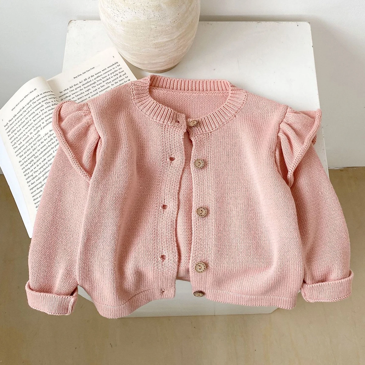 Instagram Autumn/Winter New Women\'s Fashion Sweater Baby Girl Children\'s Coat Flying Sleeves Knitted Cardigan Cotton Versatile S