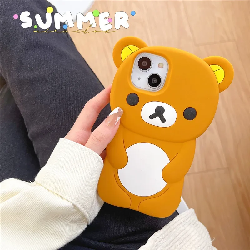 

Cartoon Animal Bear Cute 3D Case For iphone 17 16 Plus 15 14 13 12 11 Pro XS Max XR X 5 6 7 8 Soft silicone Phone Cover kid gift