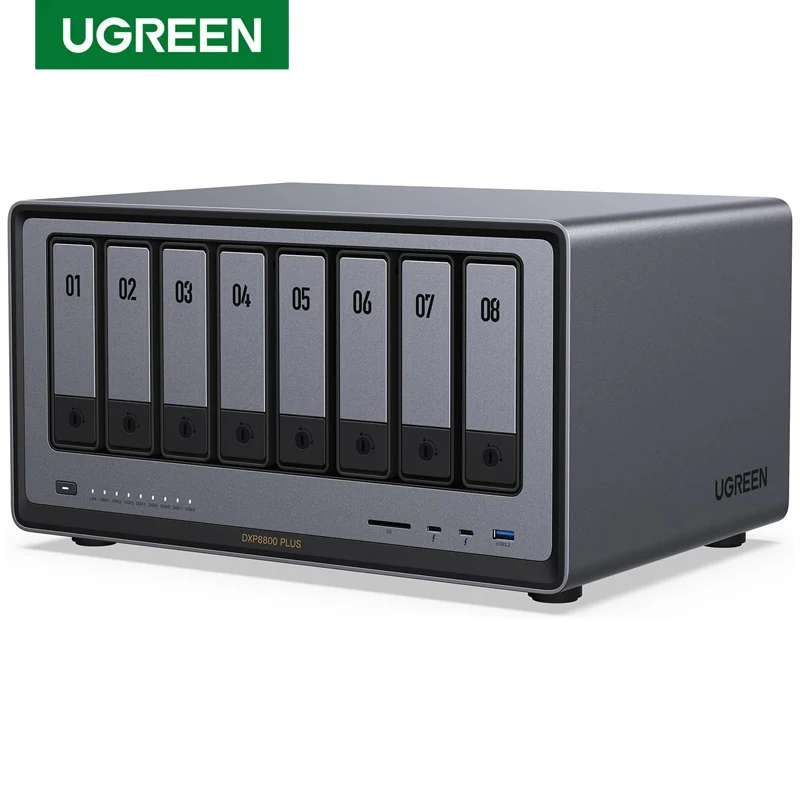 TLF UGREEN NASync DXP8800Plus 8 Bay Desktop NAS i5 1235u 10-Core CPU 8GB DDR5 RAM 128G SSD تخزين الشبكات (بدون قرص)