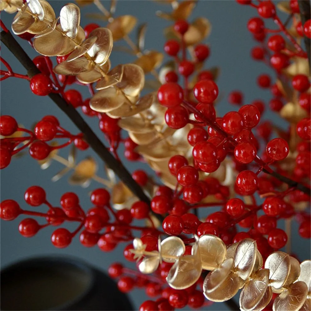 Artificial Gold Eucalyptus Parts Plastic 1pc 45cm Decoration Eucalyptus Flower For Wedding Gold High Quality Home