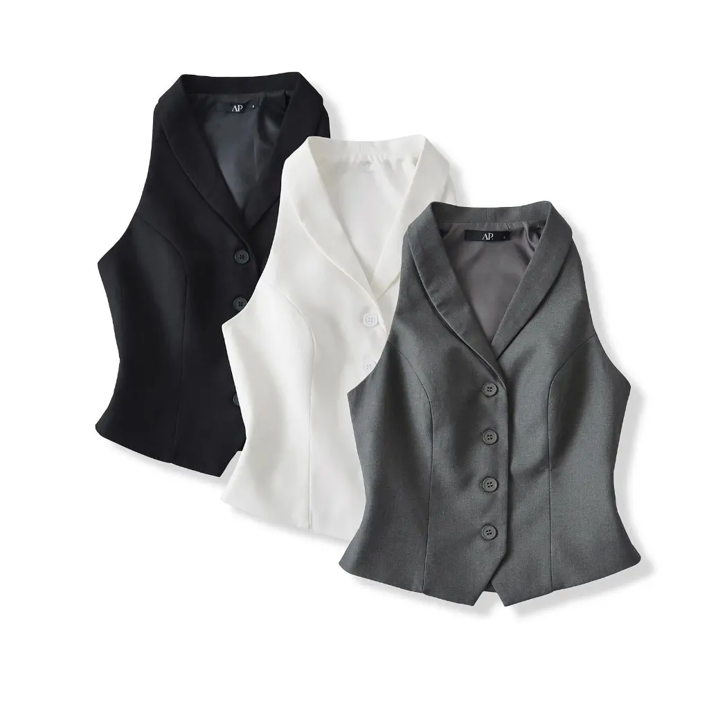 

Elegant Slim-fit Women's Vest Sleeveless V-neck Waistcoat Short Top for Stacked Spice Girls Summer Fashion