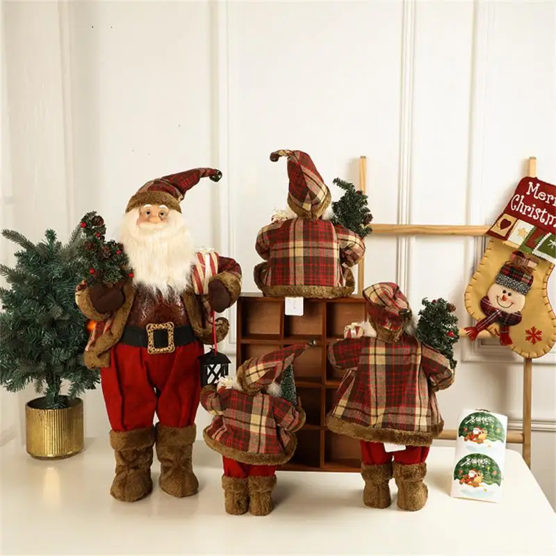 Reddish Brown Santa Claus Home Decoration Santa Claus Standing Ornament High-quality Materials Party Supplies Christmas Gift