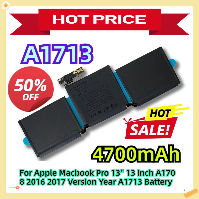 

A1713 For Apple Macbook Pro 13'' 13 inch A1708 2016 2017 Version Year A1713 Battery