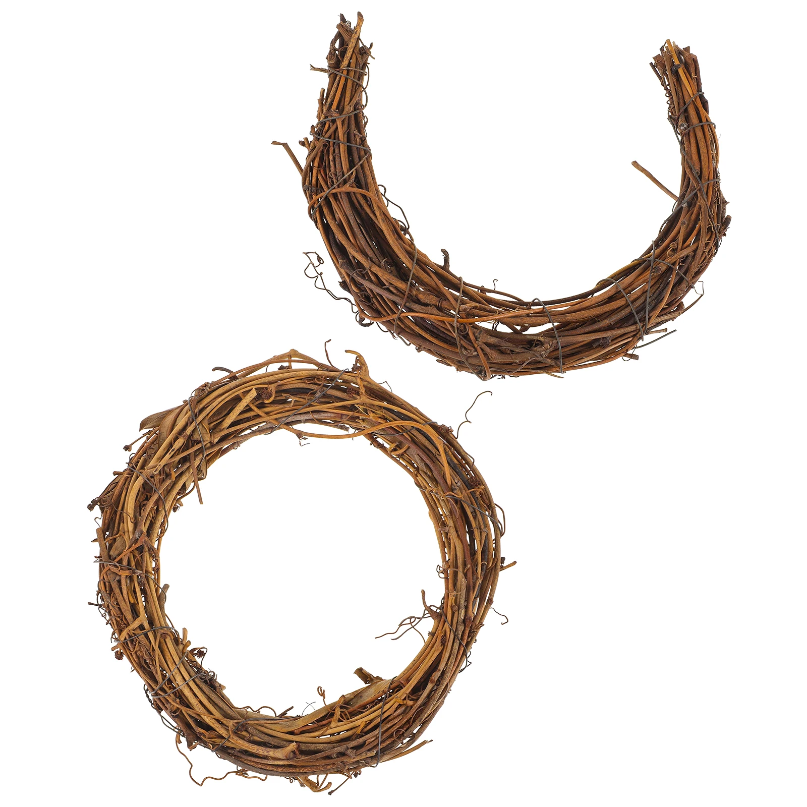 

2pcs Rattan Wreath Garland Diy Craft Moon Shape Handmade Rings Decor Floral Hoops Frame Vine Circle Home Christmas Party