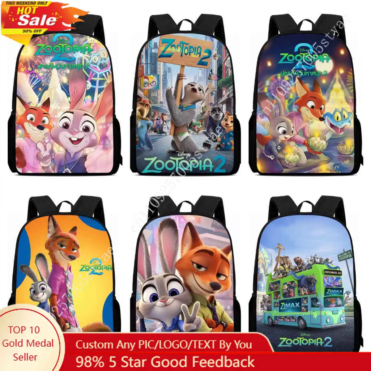 

15 in Cartoon Disney Zooptopia 2 School Bags for Boys Girls,Child School Backpack for Kindergarten,Light Weight Kids Bakpack