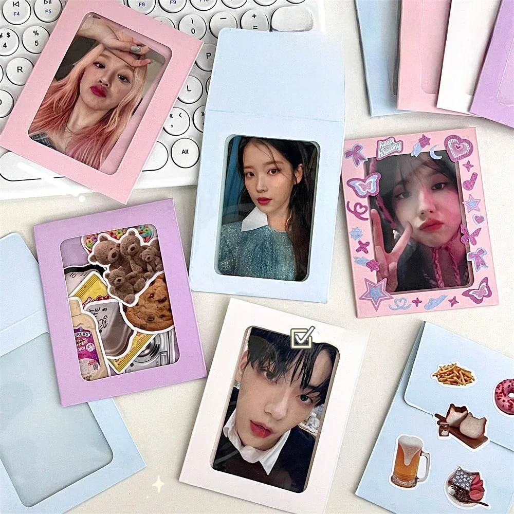 5 Stück Macaron Farbe Umschlag Hülle transparente Papier Umschlag Tasche Kpop Idol Foto Schutzhülle Briefpapier