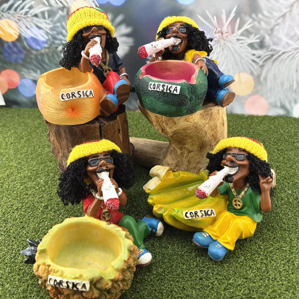 Corsica Rastafarian Ashtray, Jamaican Style Resin Ashtray, Tropical Fruit Shape Cigar Ashtray, Corsica Souvenir