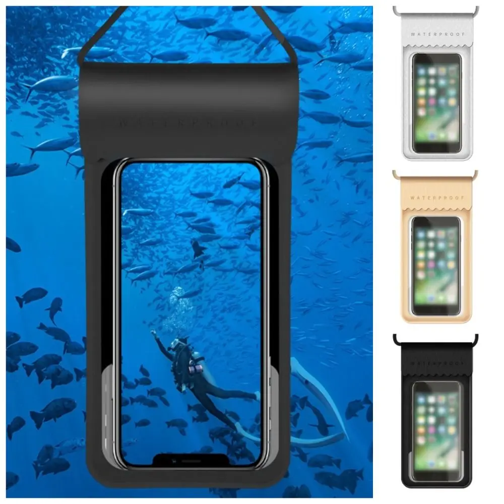 Touchable Screen Waterproof Mobile Phone Bag Transparent PVC Swimming Storage Bag Leakproof with Neck Lanyard Underwater Dry Bag