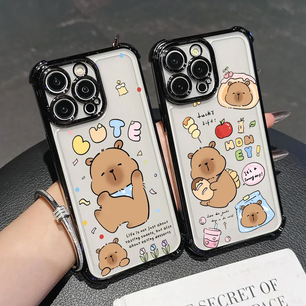 

Artistic Little Bear Capybara Funda For iPhone 17 Pro 16 15 14 13 12 11 Pro Max Case 17 Plus 17E 16E 17Air Silicone Phone Cover