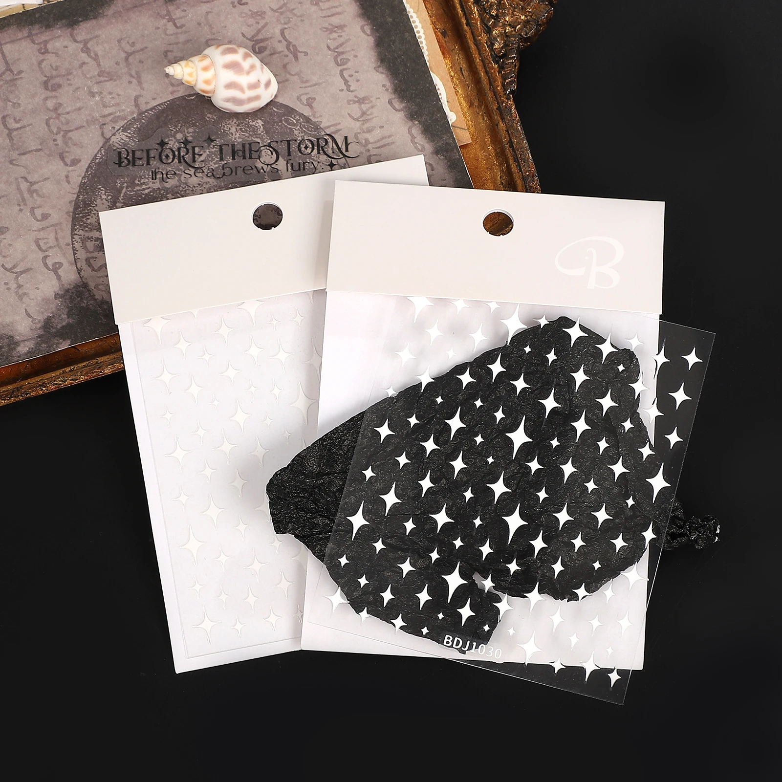 

2 Pcs/set Vintage White Big Star Landscape PET Sticker Creative DIY Journal Material Collage Scrapbooking Stationery