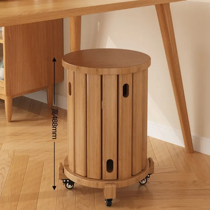 Solid Wood Round Stool Stackable Household Dining Table Bench Four in One Combination Wooden Chair for Music Spare Use