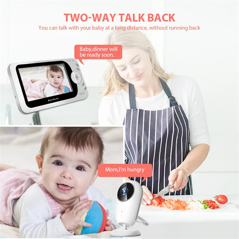4.3 Inch Baby Monitor with HD LCD Screen Two Way Audio Talk Night Vision 2.4G Wireless Surveillance Security Camera Babysitter