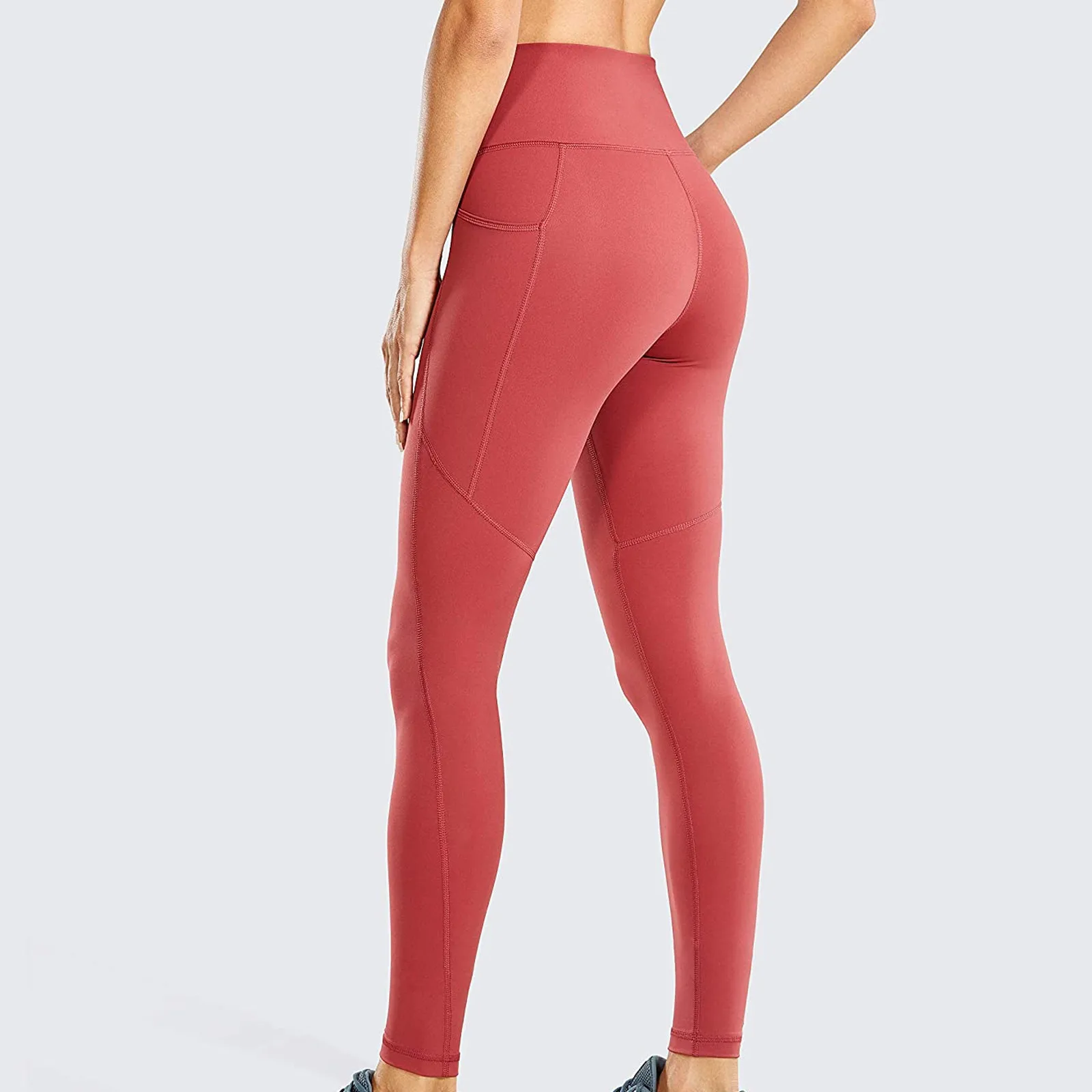 

Women High Waist Fitness Leggings Hip Lift Stretchy Solid Color Pant Gym Sports Running Outwork Leggings With Pockets Trousers