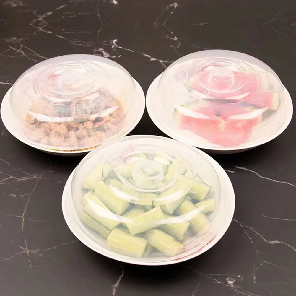 3Pcs Microwave Splatter Cover Clear Food Plate Lid Bowl Dish Microwave Food Cover Splatter Guard Plate Protector