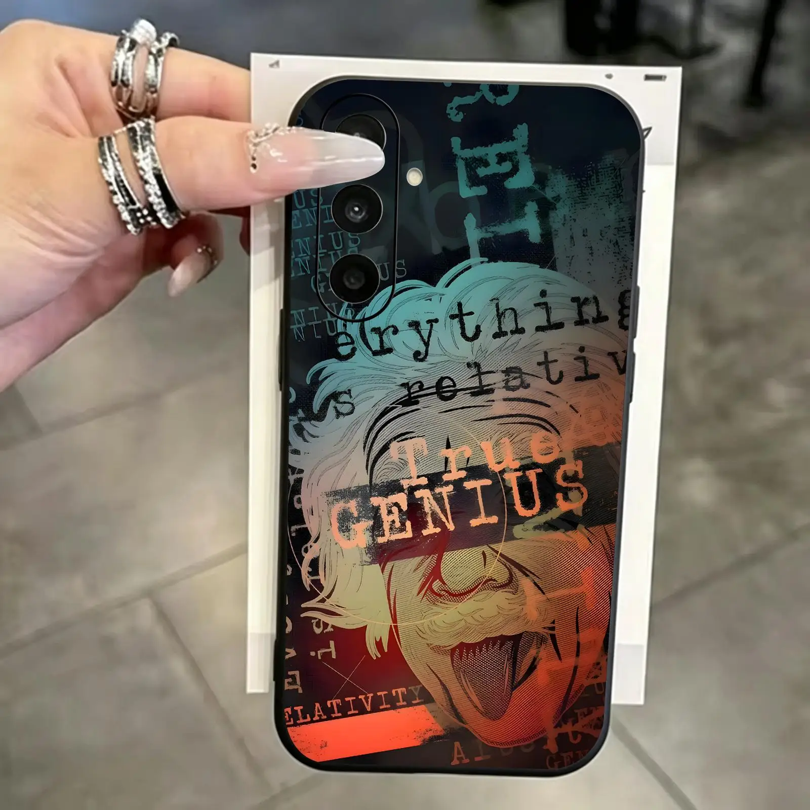 scientist Albert Einstein Phone Case For Samsung A57 A56 A37 A27 A17 A36 A26 A55 A35 Black Matte Soft Case