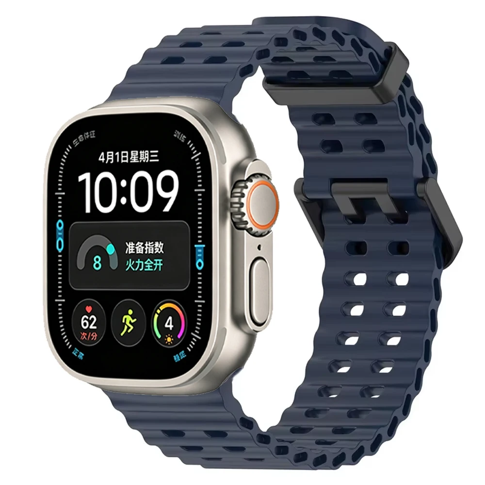 Ocean Silikonarmband für Apple Watch Band Ultra 4/3/2/1 49mm Serie 12 11 10 46mm Komfortables Armband IWatch 9 8 7 6 5 4 SE 45/44mm – Detail 14
