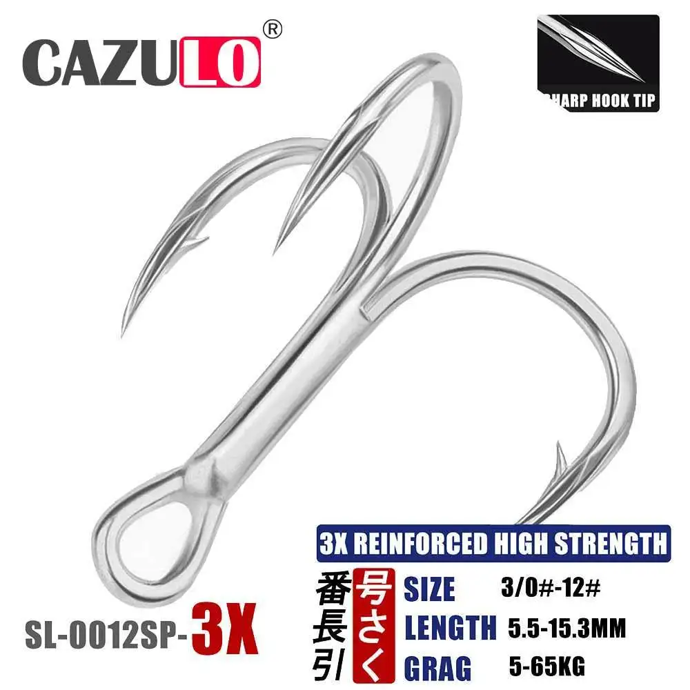 3X ريبل السنانير الصيد معالجة 10 قطعة سوبر قوية عالية القوة اكسسوارات عالية الكربون الصلب المياه المالحة القفز الصيد هوك أداة