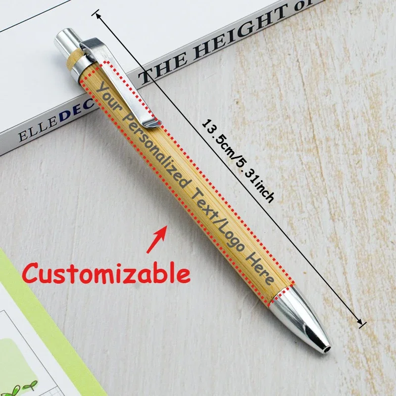 62PCS Custom Engraved Bamboo Ballpoint Pens Personalized Bulk Pens for Business Gifts birthday party gifts and team employee