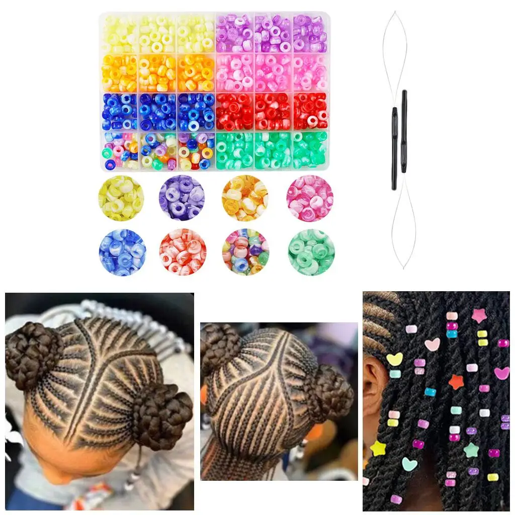 480- Hair Beads Multicolor 8mm Accessories Decoration Plastic Styling Salon Kids Adult Men Women