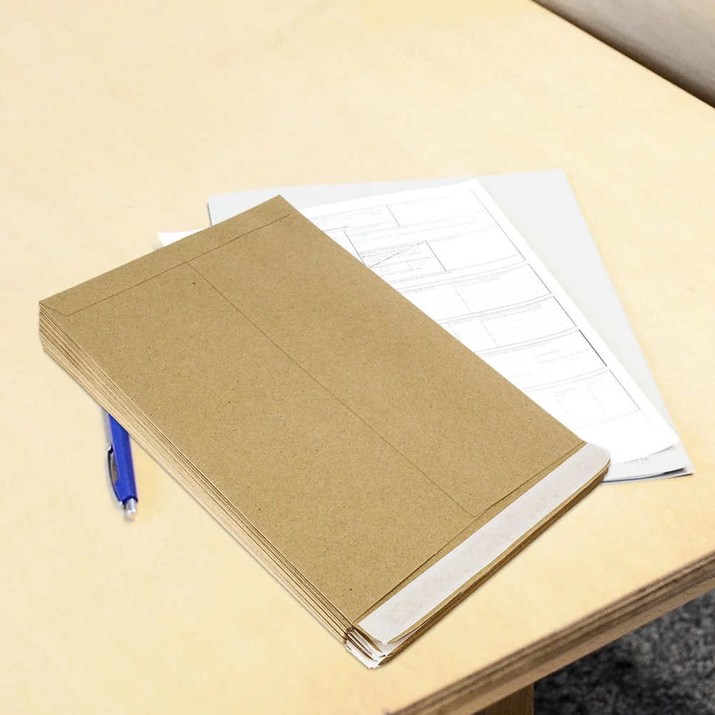 100Pcs Kraft Paper Vintage Document Envelopes Multi-Function Portable File Pouch Convenient Document Bag Office Supply
