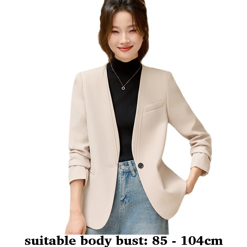 

Высококачественный женский пиджак с V-образным вырезом и пуговицами, осень-зима 2025, элегантная офисная одежда, бежевый, черный, серый