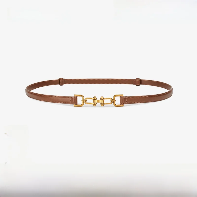 穴あけ不要のレザーベルト-レディース-新作-2025-本革-女性用ウエストベルト-スカートやパンツに装飾できるファッションアクセサリー