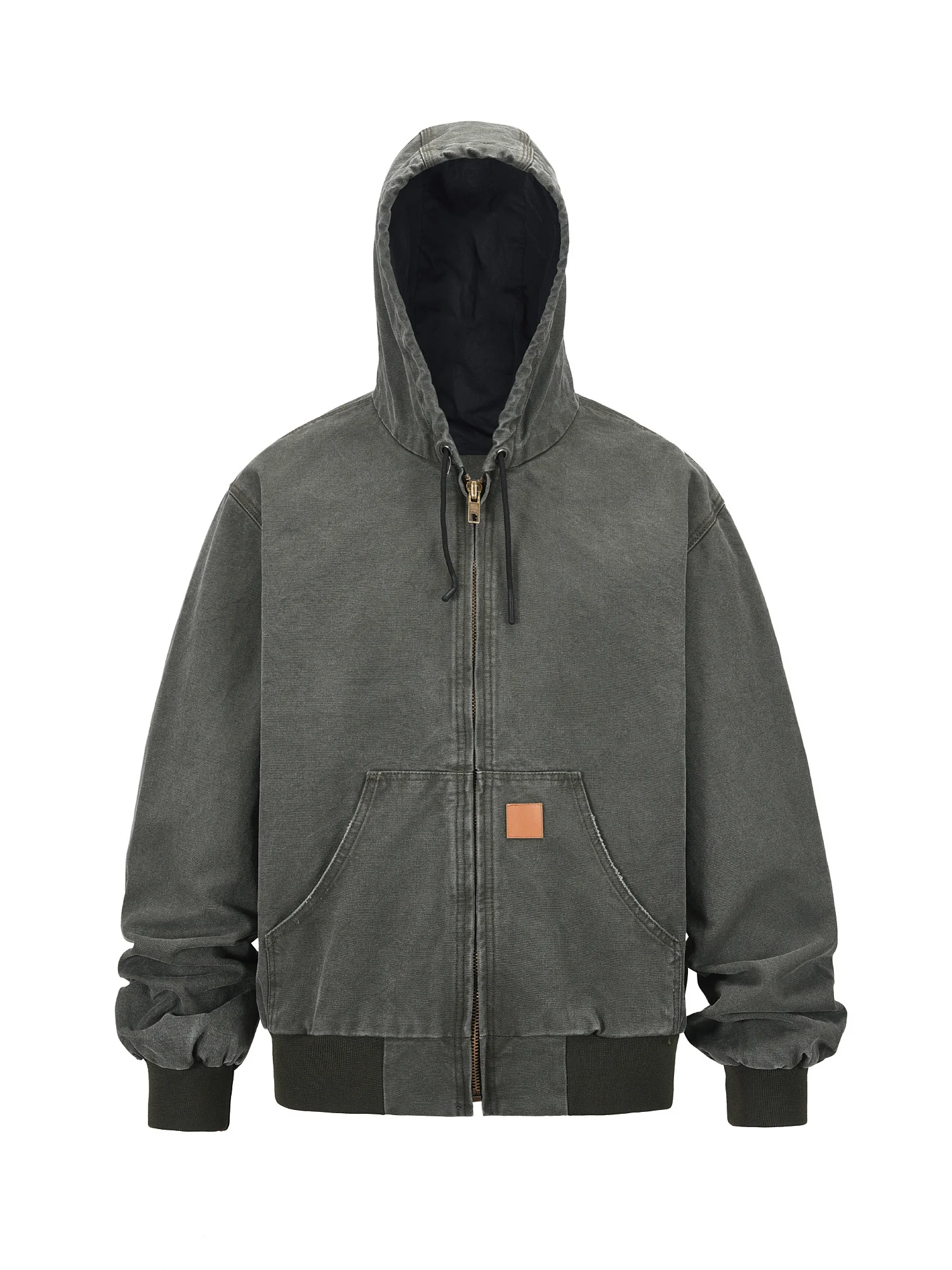 

Fall High Street Worn Look Destroy Hooded Jaet Men's Detroit Cleanfit Loose Workwear Zipper Coat Youth Trend Cotton Polyester