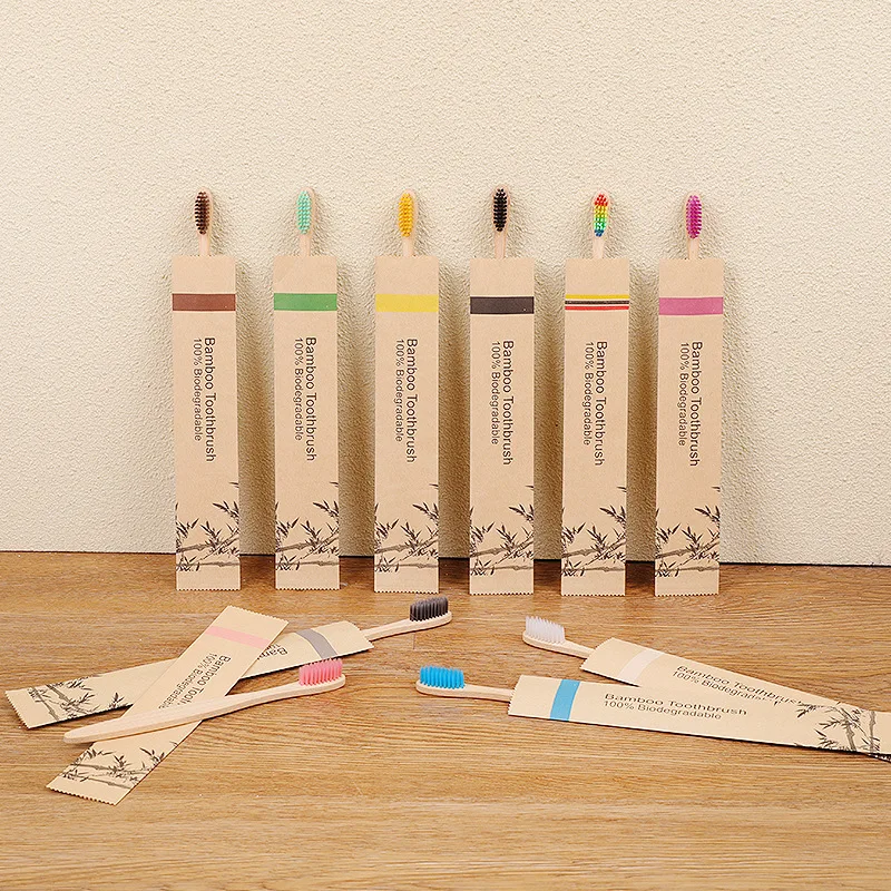 80Pcs Colorful Natural Bamboo Toothbrush Soft Bristle Charcoal Teeth Whitening Bamboo Toothbrushes Soft Dental Oral Care