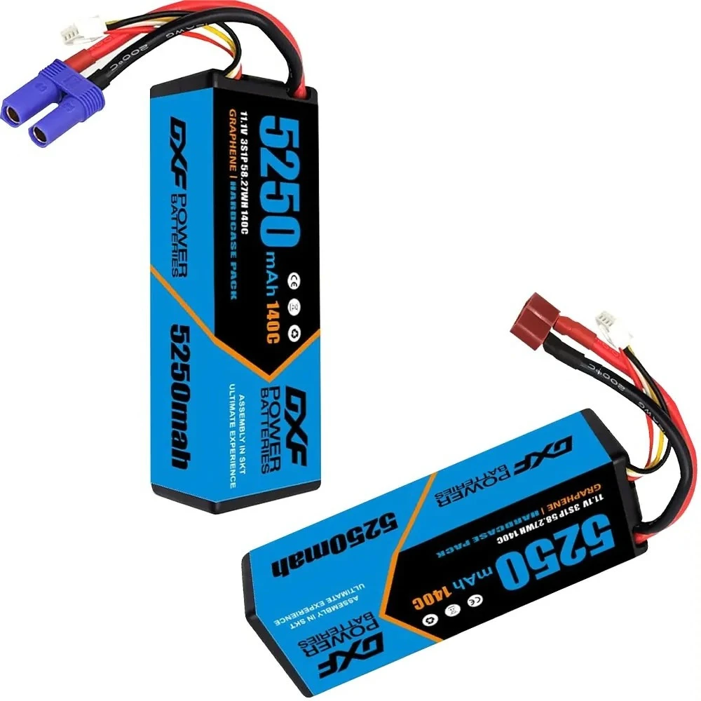 

3S 5250mAh Lipo 11.1V 140C Battery with EC5 XT60 Deans Connector Hardcase Battery for RC Car Boat Truck Helicopter Airplane