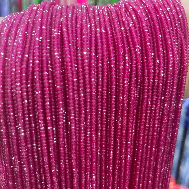 Rare Faceted 2*3MM Red Ruby Necklace Small Size Gemstone Natural Stone Jewelry Bijoux Lady Party Gift Wedding Handwork Clavicle