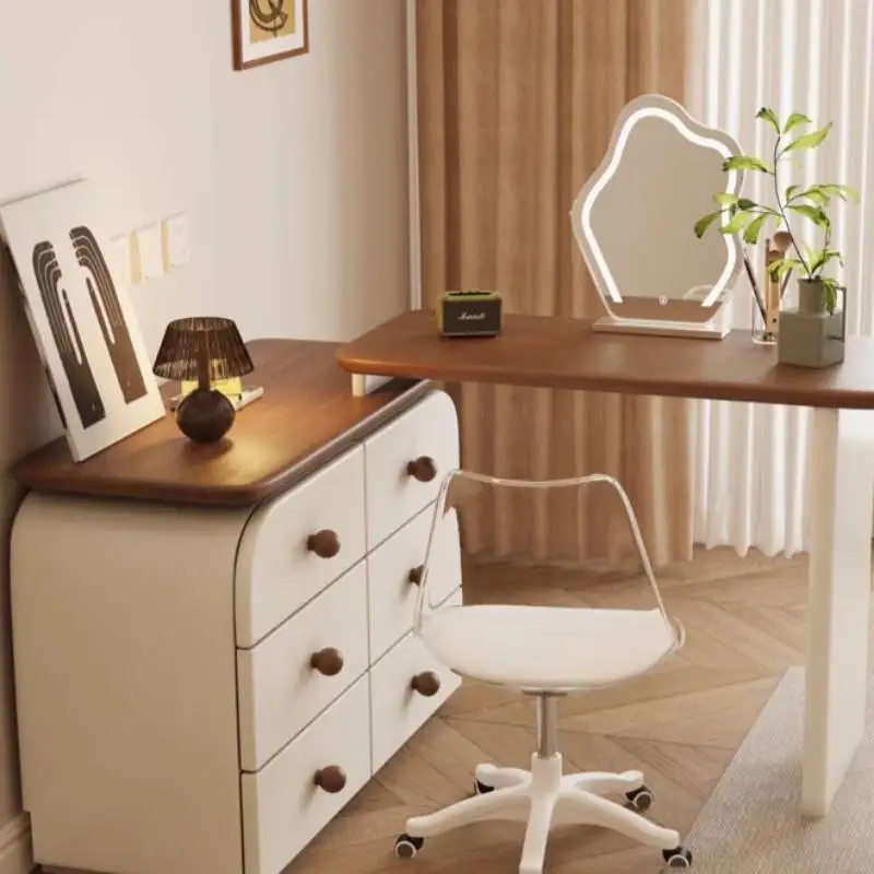 

Dresser bedroom chest integrated modern simple light luxury small cream medium antique retractable makeup table Dressing Table